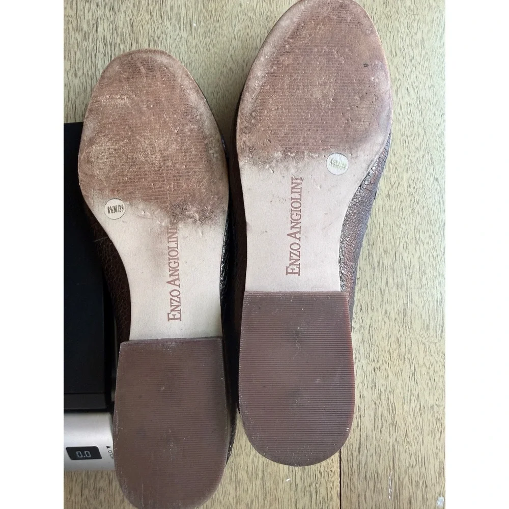 Enzo Angiolini EN-TATYE Metallic Bronze Pebbled Leather Loafers Womens 8.5 M 39